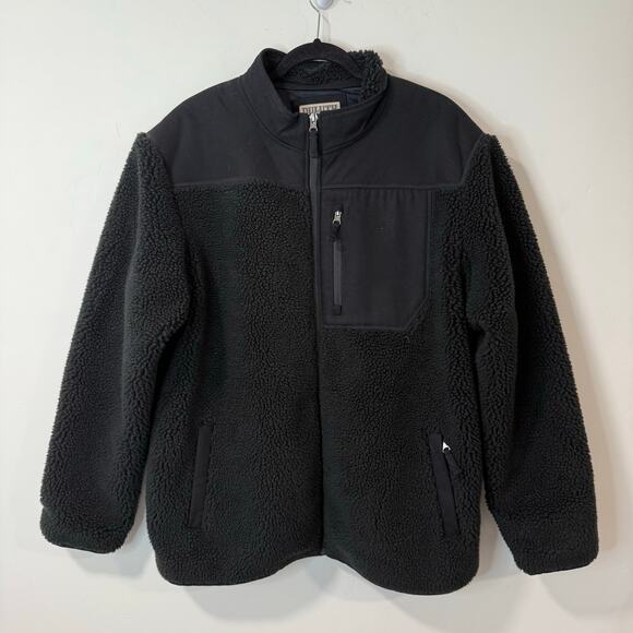 Duluth Trading Co Men's Burly Sherpa Fleece Jacket Full Zip Black XL Thick Cozy - Picture 1 of 8